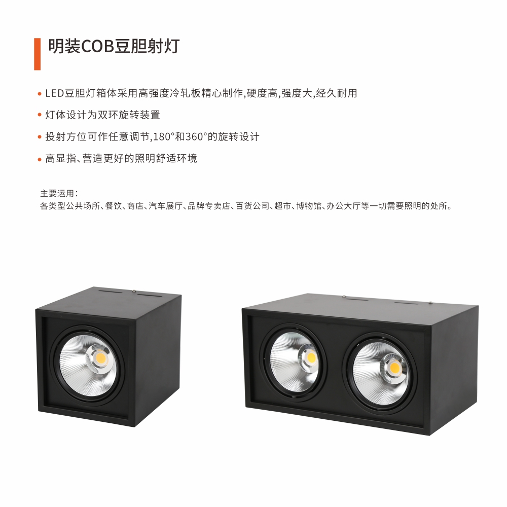 明装COB豆胆射灯