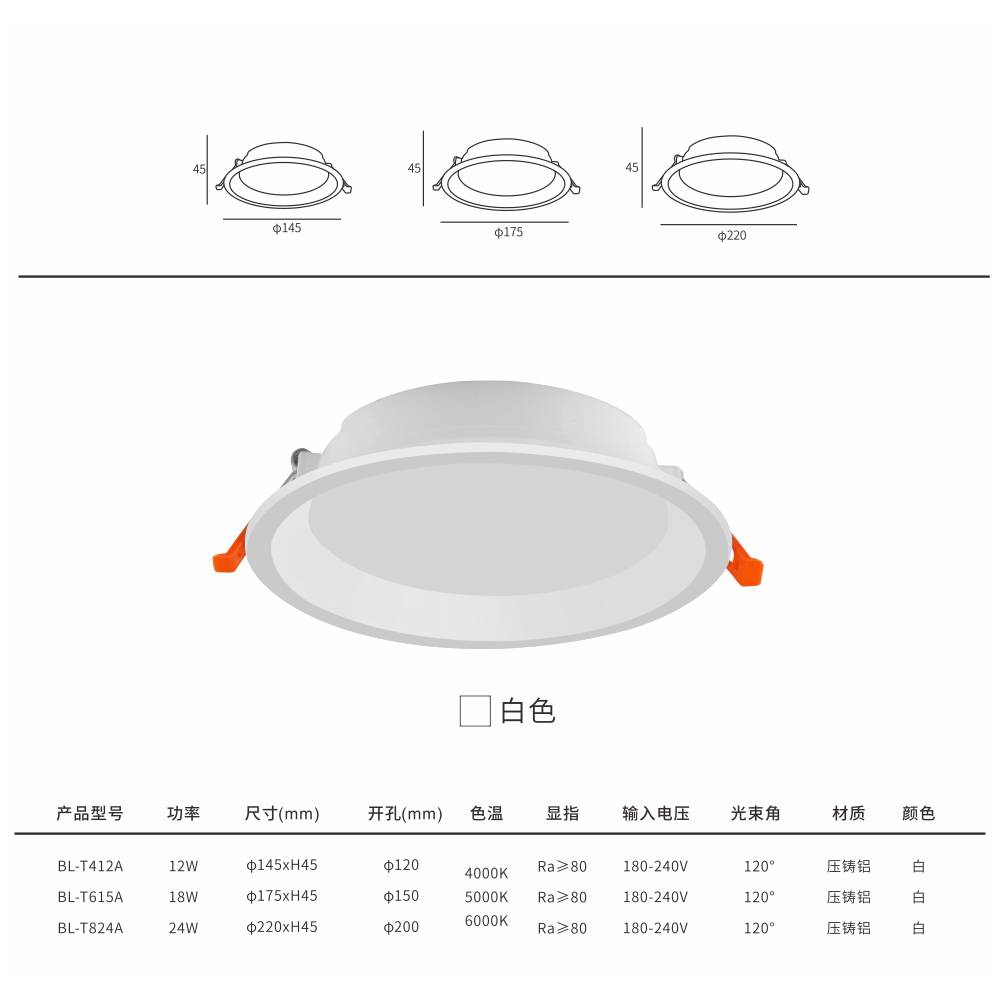 嵌入式超薄SMD泛光防眩筒灯